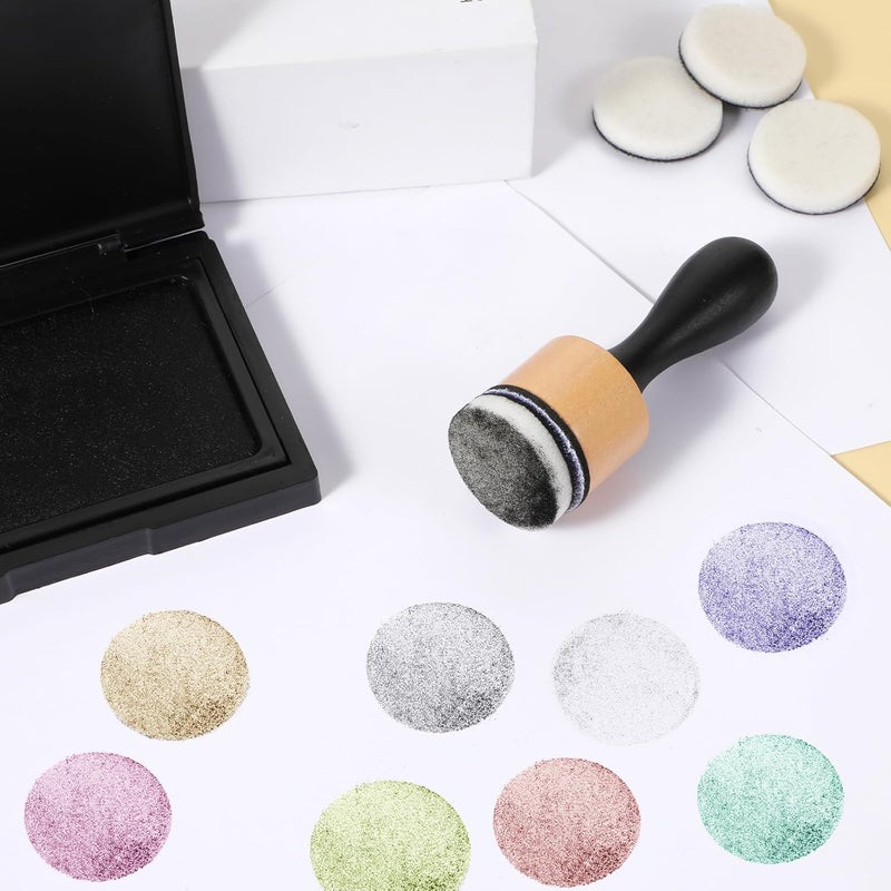 guduling 13 Pcs Ink Blending Brushes,Flat Head Round Ink Blending Tool and 12 Pcs Replacement Refill Sponge Domed Foam Pads Art Supplies for Scrapbooking Painting Drawing Art Supplies Distressing - Image 4